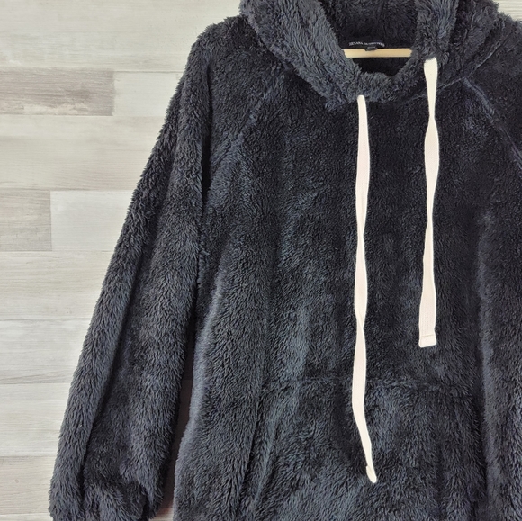 Zenana Outfitters Cozy Oversized Hooded Teddy Black Sweatshirt Size Large - Picture 10 of 13